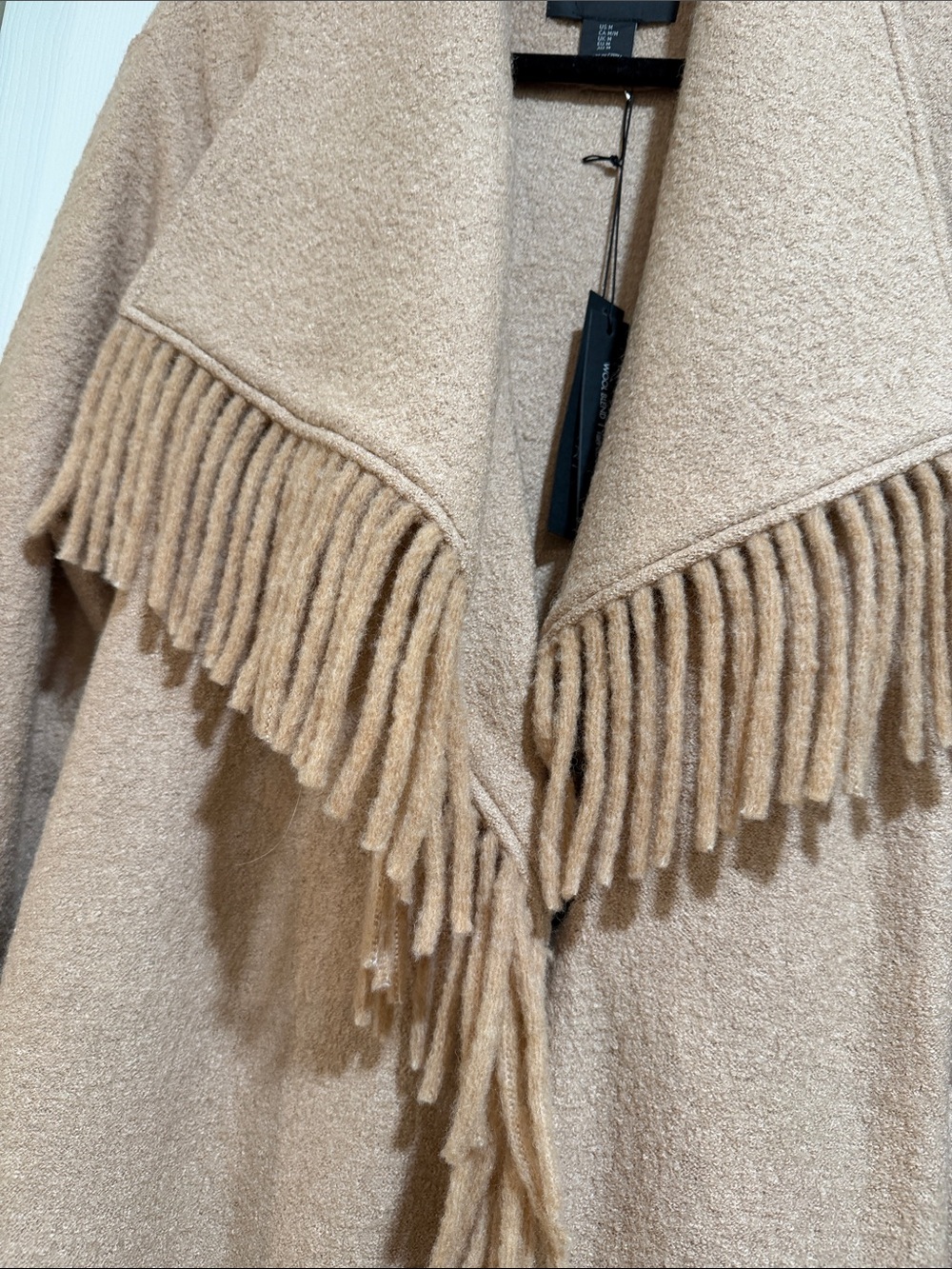 Tahari Camel Fringe Open-Front Cardigan Sweater - Picture 2 of 12